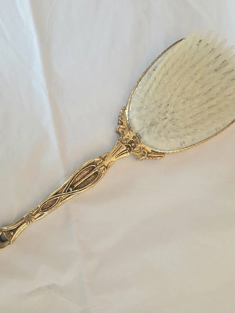 Vintage Stylebuilt Gold Plate Vanity Set Hollywood Regency Mirror & Hairbrush
